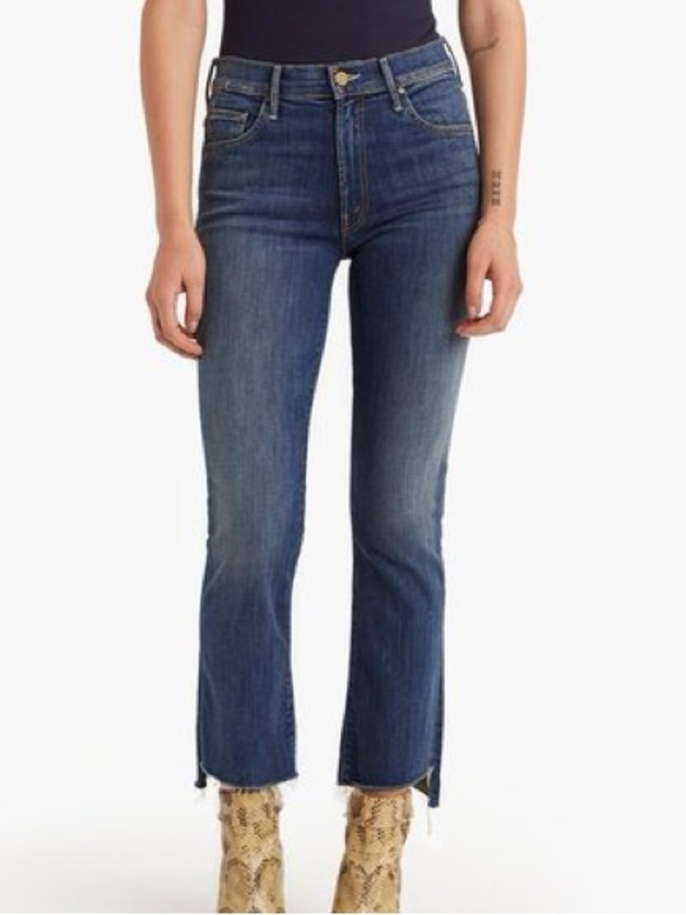 MOTHER insider crop step fray jeans denim not rough enough size 25